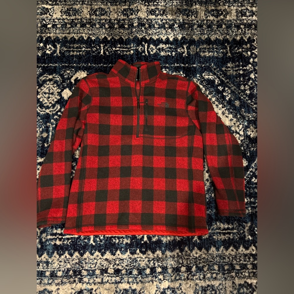 Mens the north face zip fleece Buffalo plaid XL red black like new